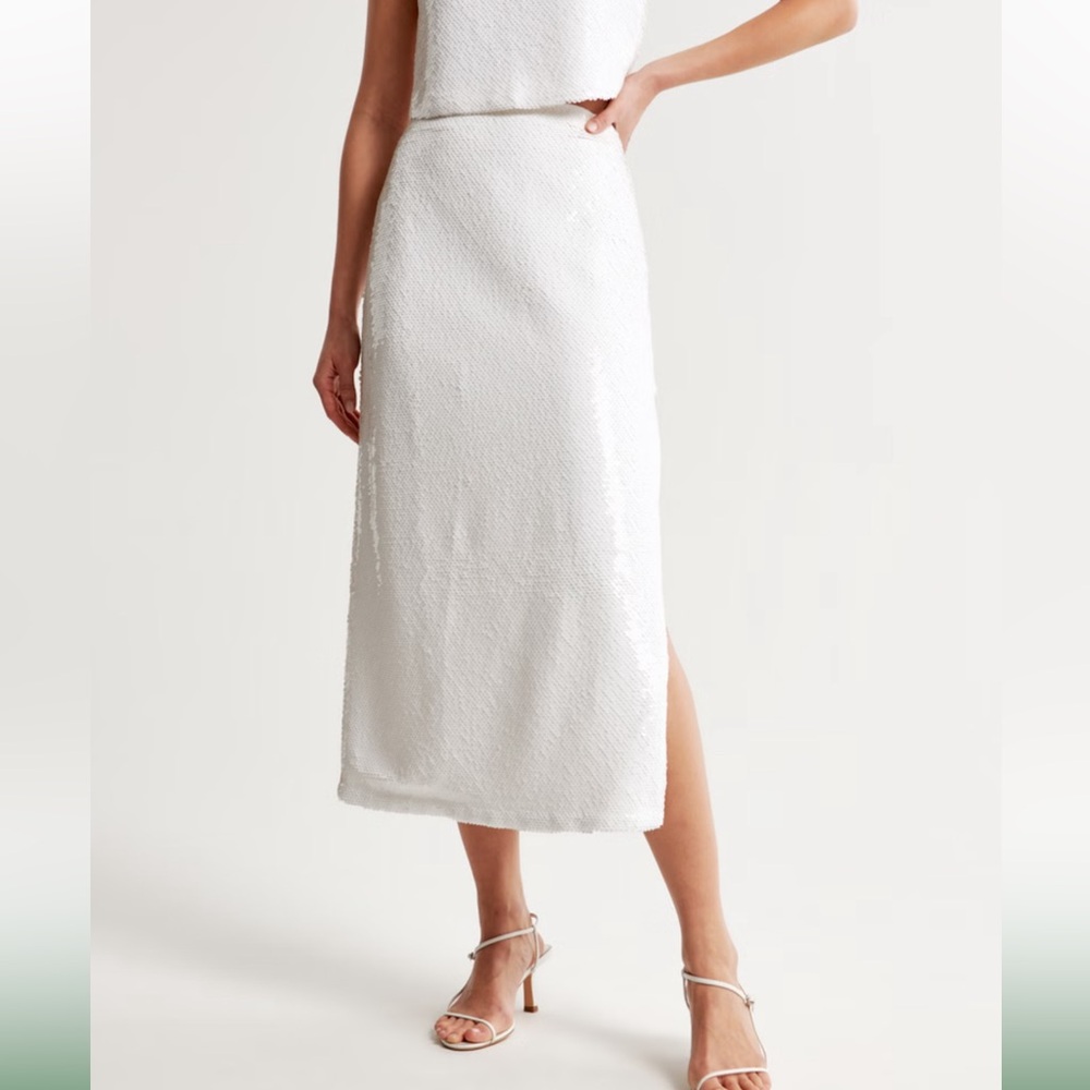 ABERCROMBIE WHITE SEQUIN SKIRT NWT